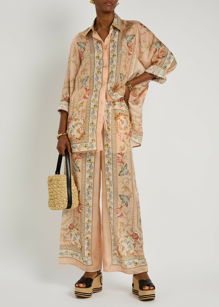 Zimmermann Roselight Printed Silk Shirt Pink