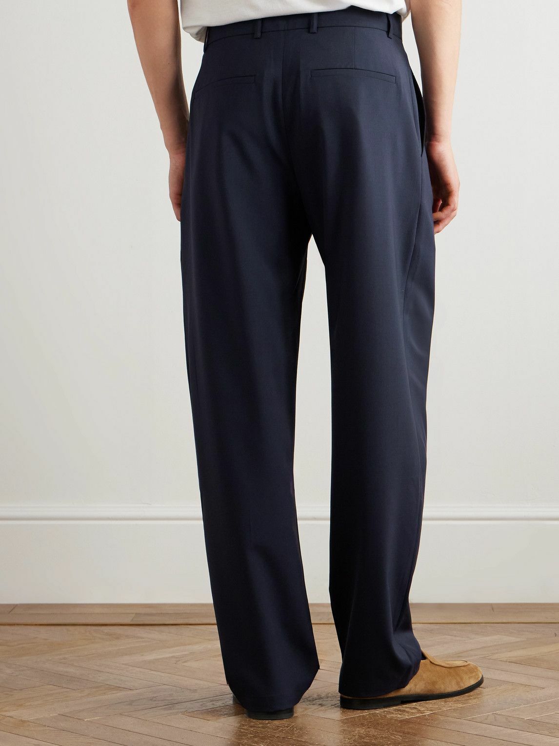 De Bonne Facture - Artist Wide-Leg Pleated Wool Trousers - Blue