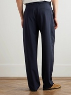 De Bonne Facture - Artist Wide-Leg Pleated Wool Trousers - Blue