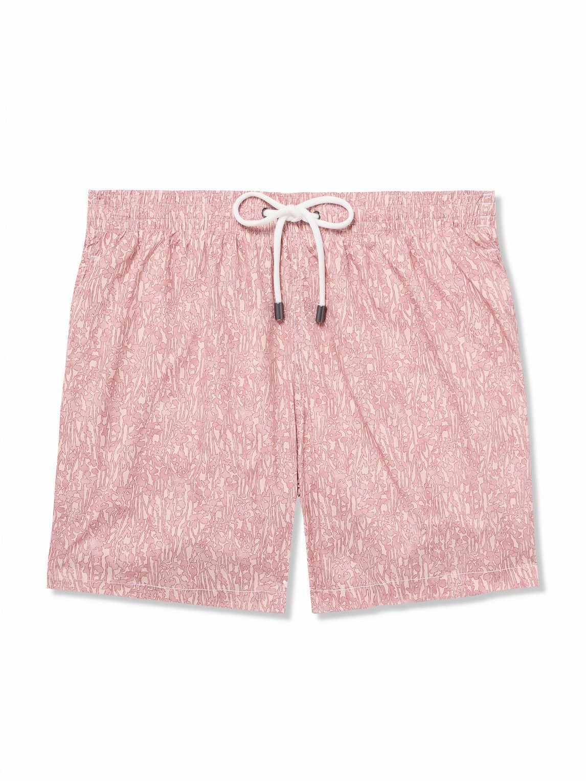Canali - Straight-Leg Mid-Length Printed Swim Shorts - Pink