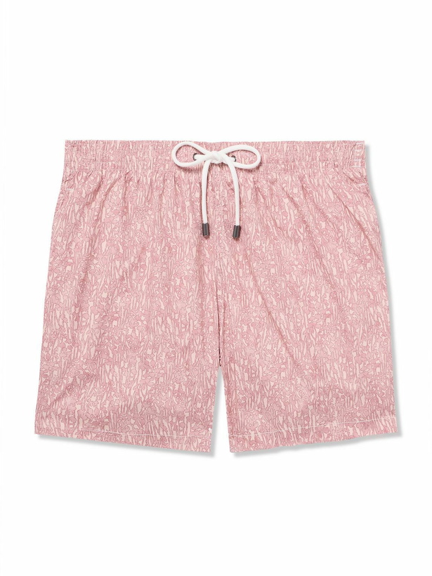 Photo: Canali - Straight-Leg Mid-Length Printed Swim Shorts - Pink