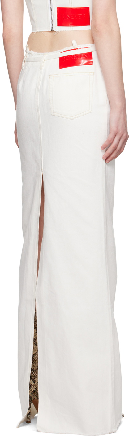 JUNEYEN White Belted Denim Maxi Skirt
