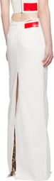 JUNEYEN White Belted Denim Maxi Skirt