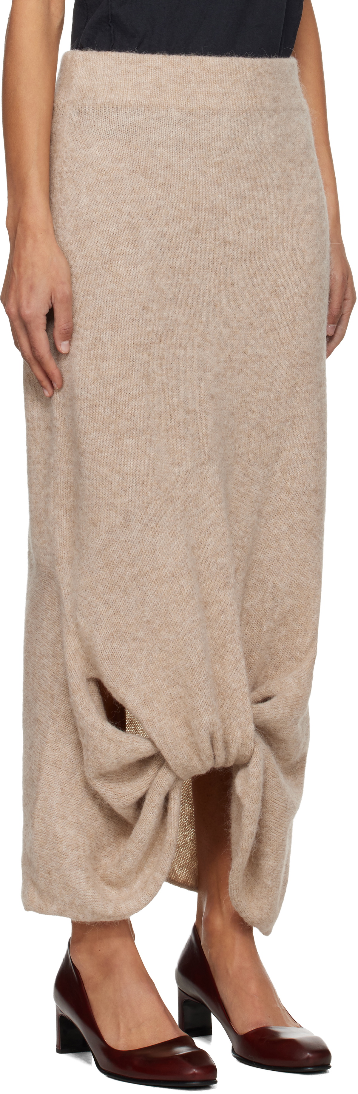 Lauren Manoogian Beige Knot Midi Skirt