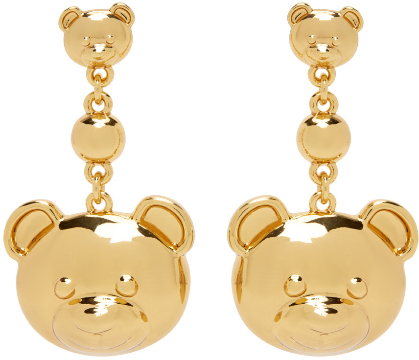 Moschino Gold Teddy Bear Drop Earrings Moschino