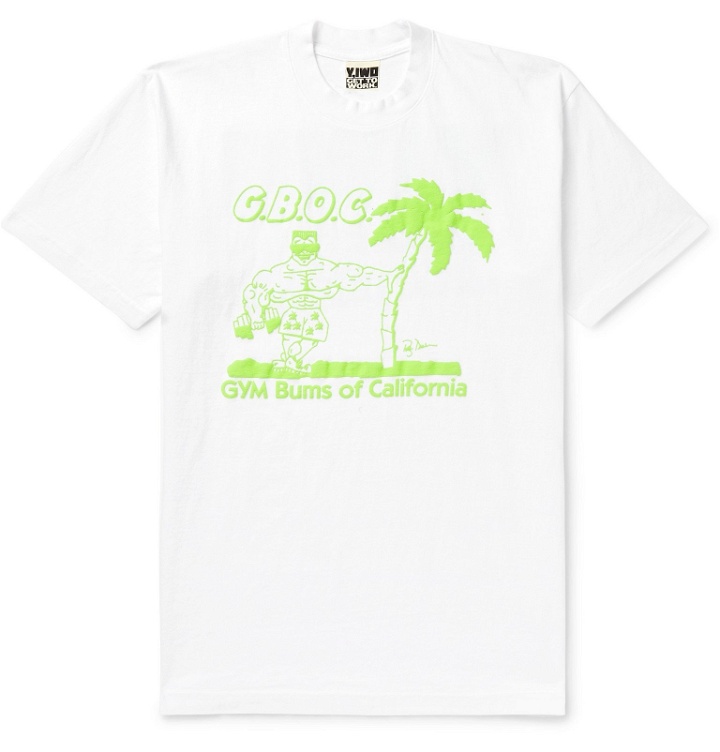 Photo: Y,IWO - Gym Bums of California Printed Cotton-Jersey T-Shirt - White