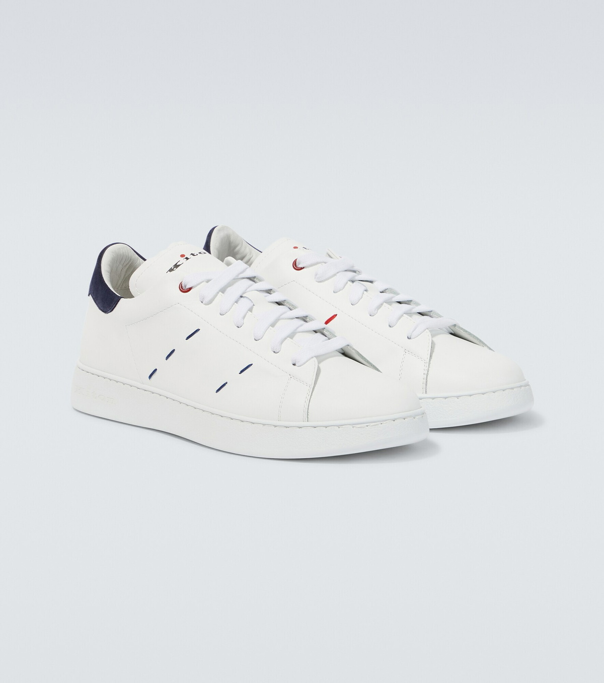 Kiton - Topstitched leather sneakers Kiton