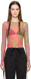 Serapis Pink & Green Graphic Long Sleeve T-Shirt