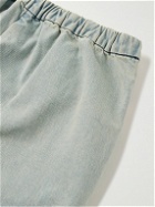 Fear of God - Straight-Leg Logo-Appliquéd Canvas-Trimmed Denim Drawstring Shorts - Blue