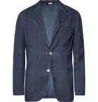 Massimo Alba - Storm-Blue Slim-Fit Unstructured Striped Linen and Cotton-Blend Blazer - Men - Storm blue