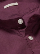Massimo Alba - Kos Grandad-Collar Pinstriped Cotton-Poplin Shirt - Burgundy