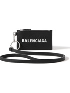 Balenciaga - Logo-Print Full-Grain Leather Cardholder with Lanyard