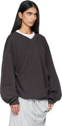 OPEN YY Gray Slouchy V-Neck Sweatshirt