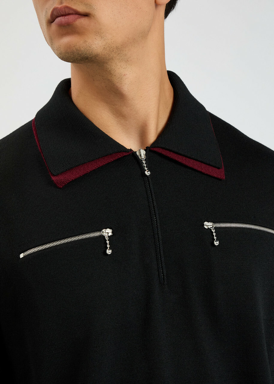 Jil Sander Wool Polo Shirt Black