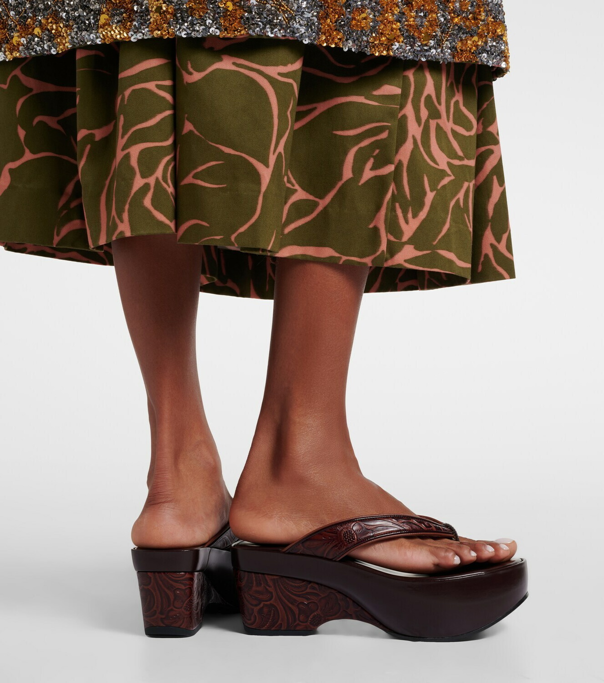 Dries Van Noten Embossed leather thong sandals