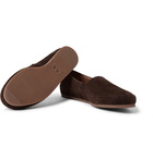 Mulo - Shearling-Lined Suede Slippers - Dark brown