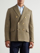 Incotex - Incotex Double-Breasted Prince of Wales Checked Wool Blazer - Brown