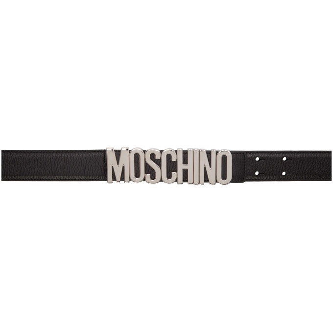 Photo: Moschino Black and Silver Logo Leather Belt