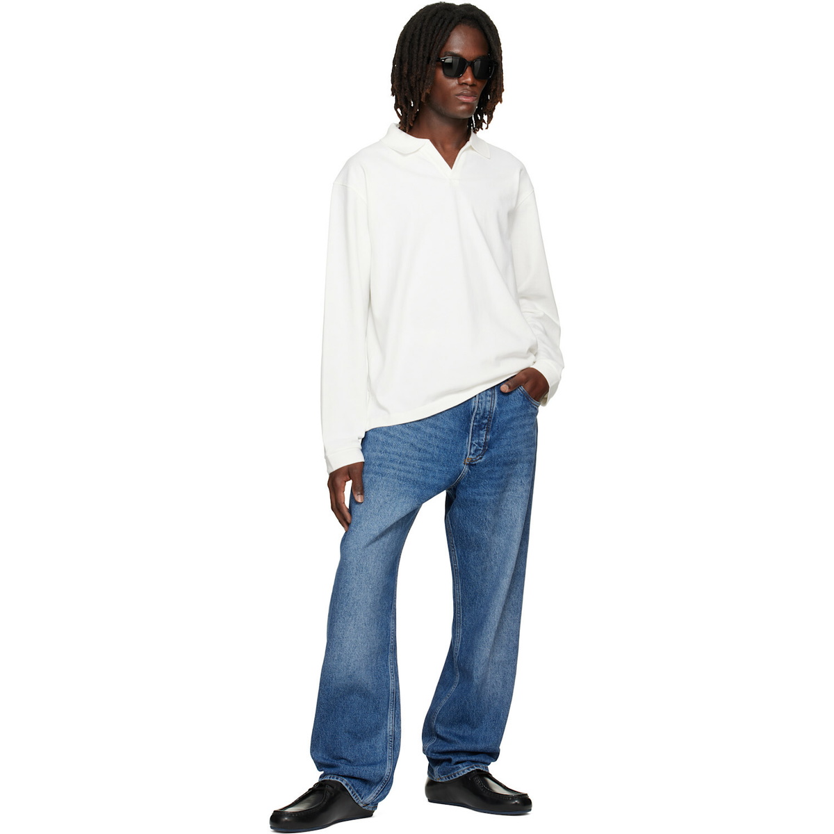 Studio Nicholson Off-White Sudds Long Sleeve Jersey Polo