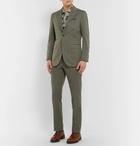 Beams F - Army-Green Slim-Fit Cotton-Twill Suit Jacket - Men - Army green