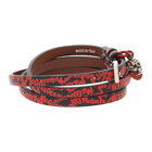 Alexander McQueen Black and Red Graffiti Double-Wrap Bracelet