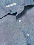 Loro Piana - Andre Linen and Cotton-Blend Half-Placket Shirt - Blue