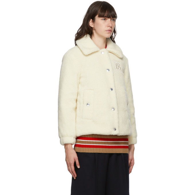 Burberry Off-White Wool Fleece Wishaw Jacket Burberry