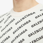 Balenciaga Men's All Over Logo Crew Sweat in Chalky White/Black