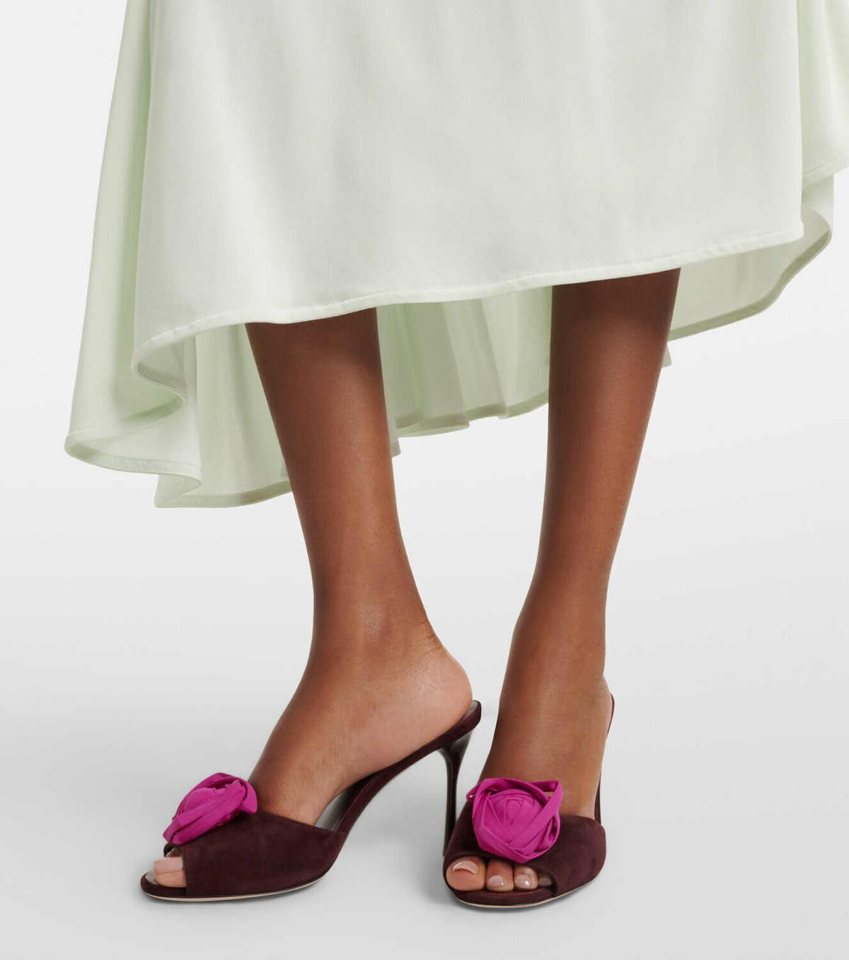 Roger Vivier Epine Rose suede mules