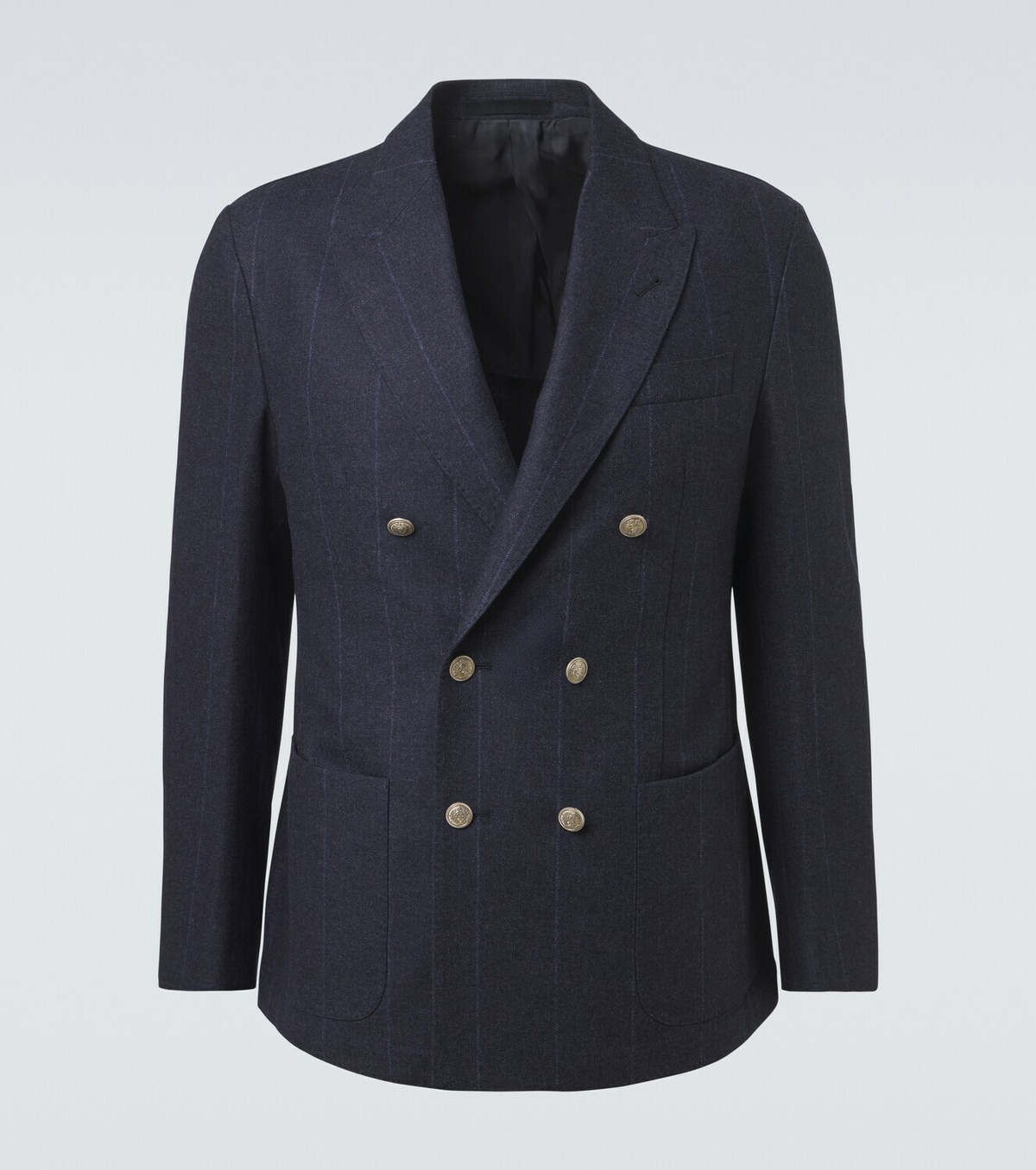 Eleventy Pinstriped wool, cotton, and cashmere blazer