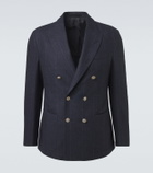 Eleventy Pinstriped wool, cotton, and cashmere blazer