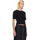 Simone Rocha Black Cropped Pointelle T-shirt