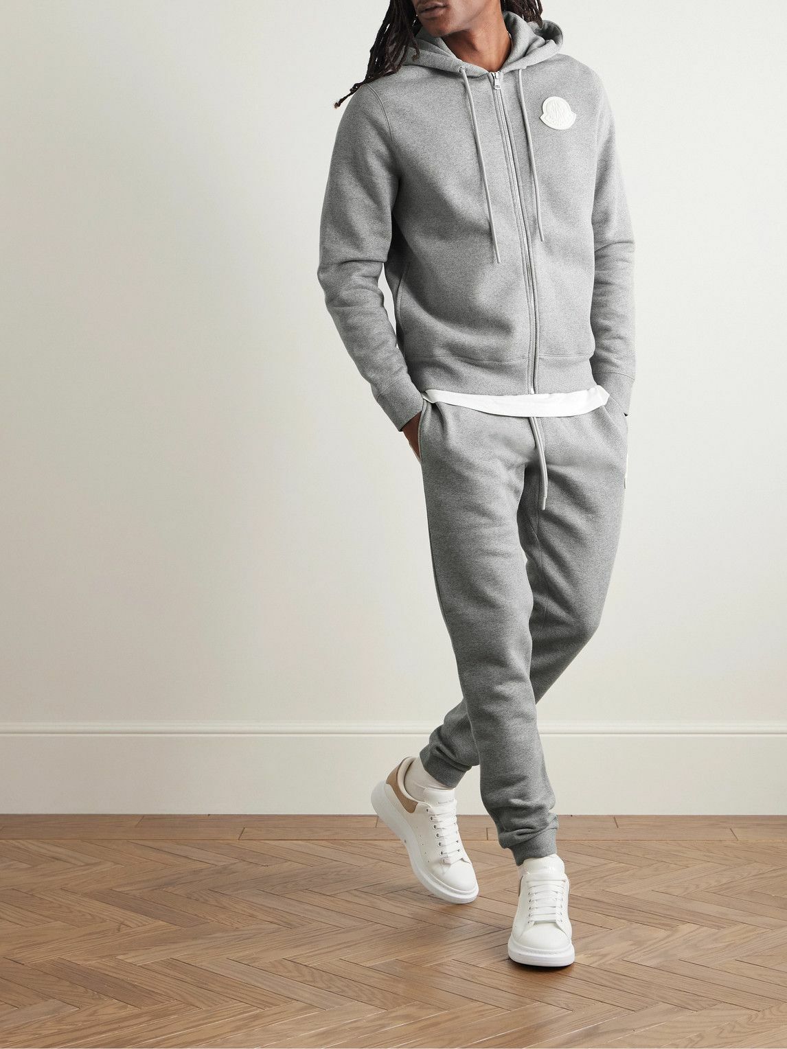 Moncler - Slim-Fit Tapered Logo-Appliquéd Cotton-Jersey