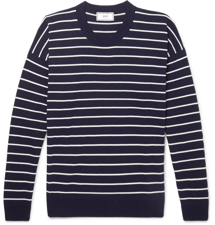 Photo: AMI - Oversized Striped Cotton Sweater - Men - Navy