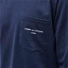 Comme Des Garçons Homme Men's Long Sleeve Pocket Logo T-Shirt in Navy
