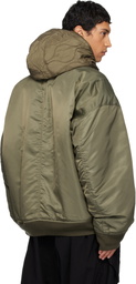 Maison MIHARA YASUHIRO Green Extended Placket Hood Flight Jacket