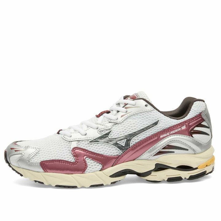 Photo: Mizuno WAVE RIDER 10 "SPORT" Sneaker in White/Black Sand/Syrah