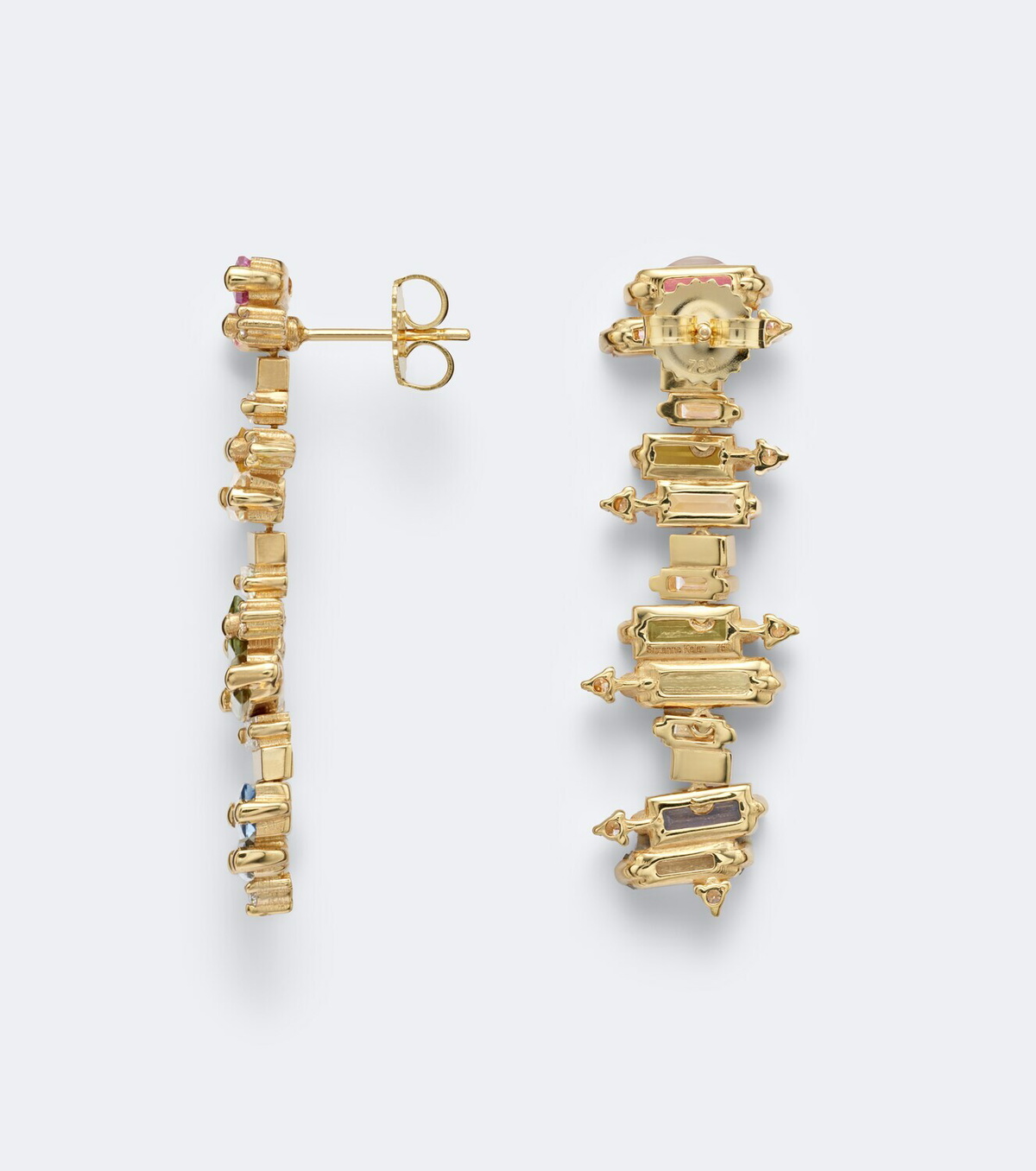 Suzanne Kalan 18kt gold drop earrings with sapphires and diamonds
