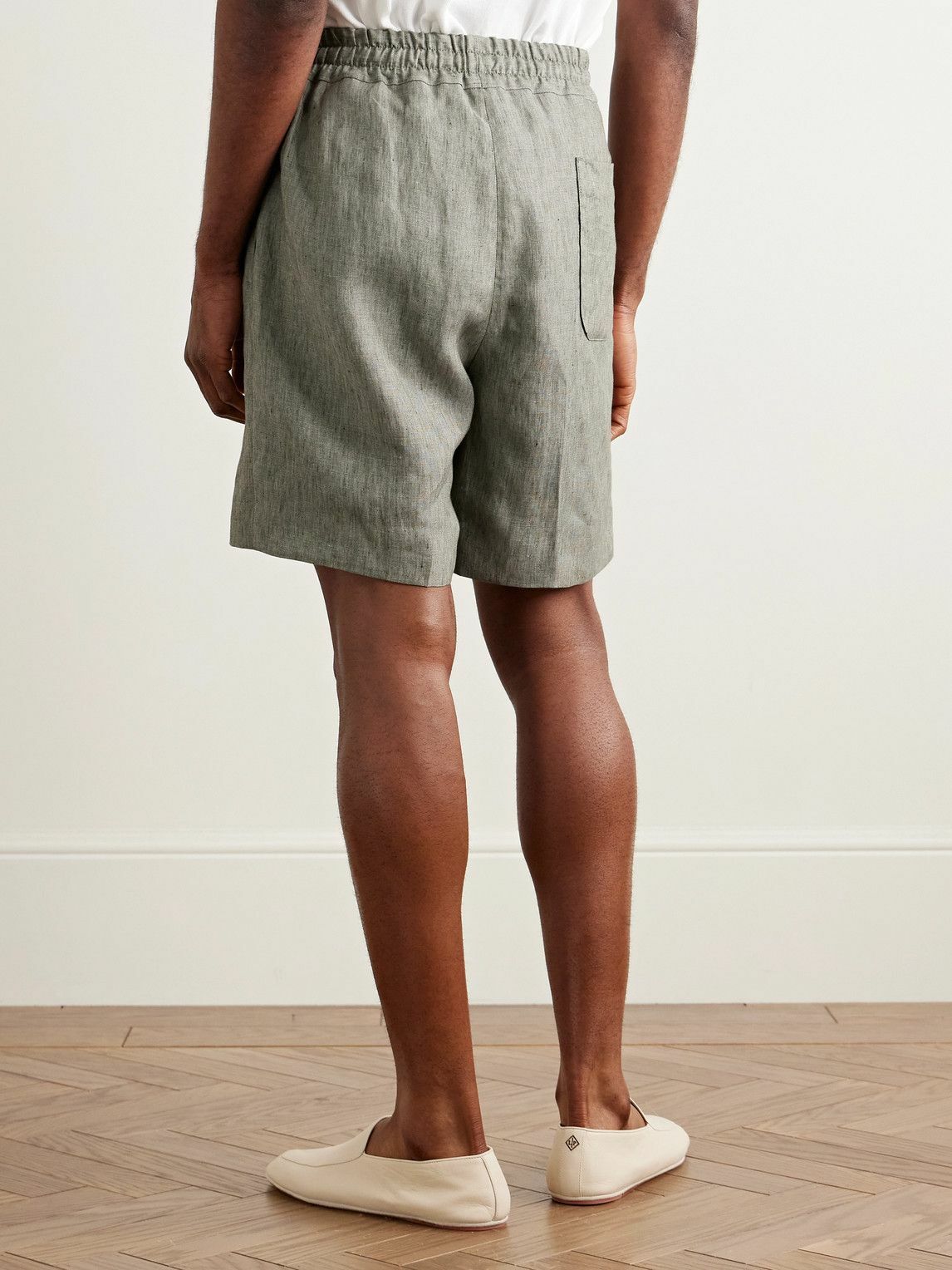 Kingsman - Straight-Leg Linen Drawstring Shorts - Green