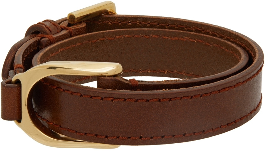 Ralph Lauren Purple Label Brown Wellington Double-Wrap Bracelet