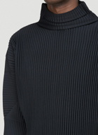 Funnel Neck Pleated Top in Black