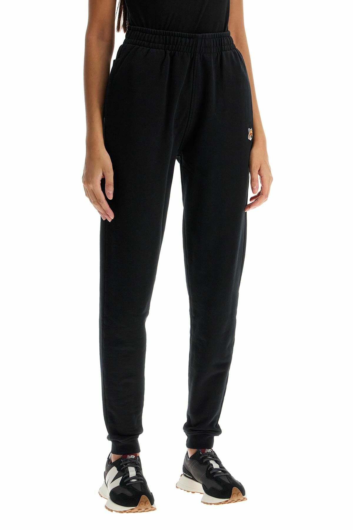 MAISON KITSUNE fox head jogging pants Black