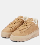 Hogan H-Stripes shearling-lined suede sneakers