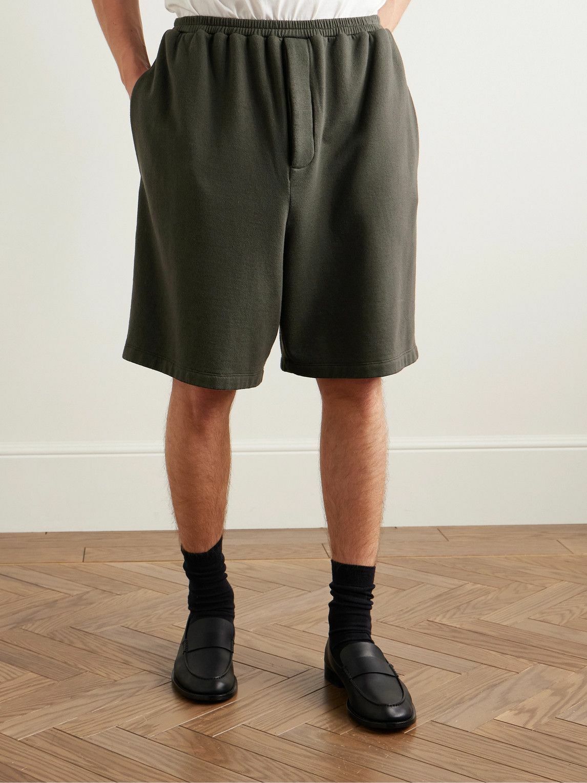 The Row - Kotai Wide-Leg Cotton and Cashmere-Blend Jersey Shorts - Brown