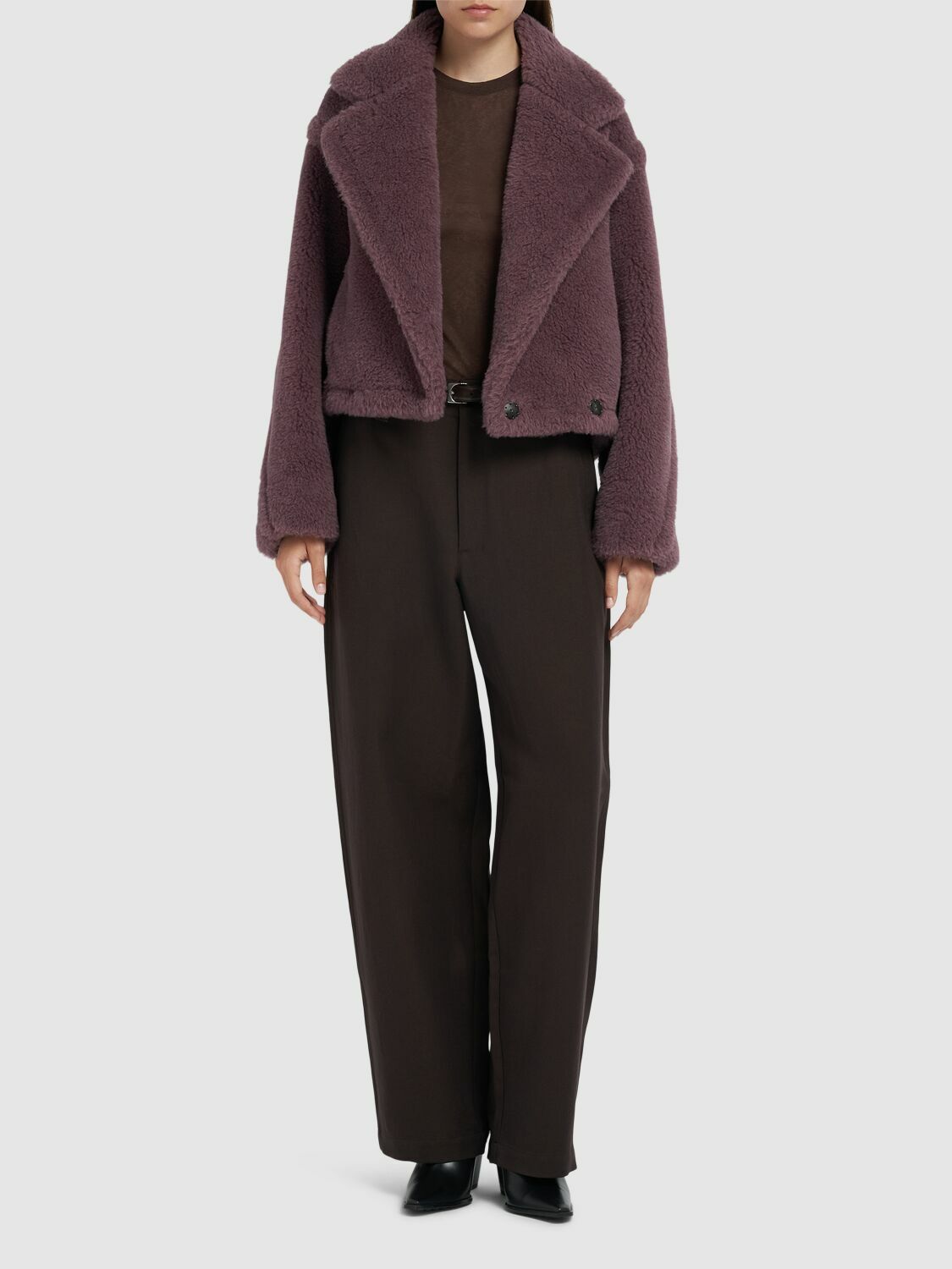 コート Max Mara Oggeri Teddy Cropped Coat Cropped Teddy Bear Icon Coat in alpaca and wool, mauve