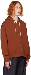 Jil Sander Red Zip-Up Hoodie