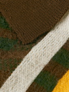 YMC - Rat Pack Brushed Intarsia-Knit Cardigan - Brown