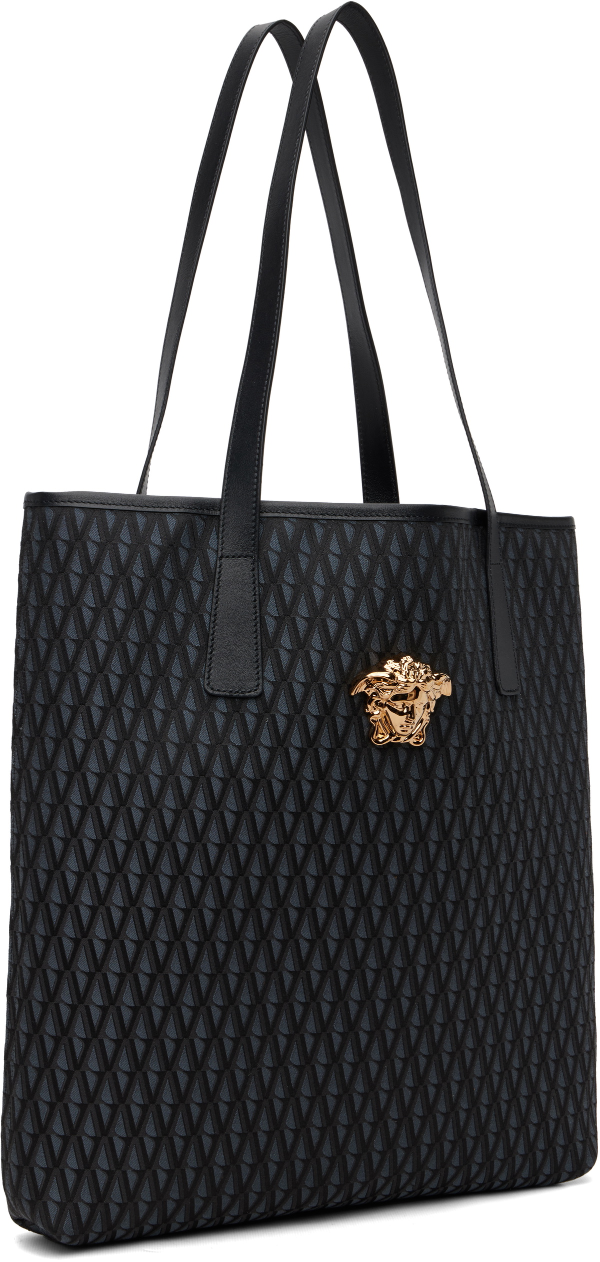 Versace Black 'La Medusa' V Jacquard Tote