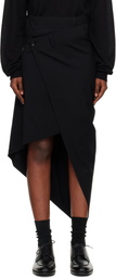 Junya Watanabe Black Draped Wool Midi Skirt