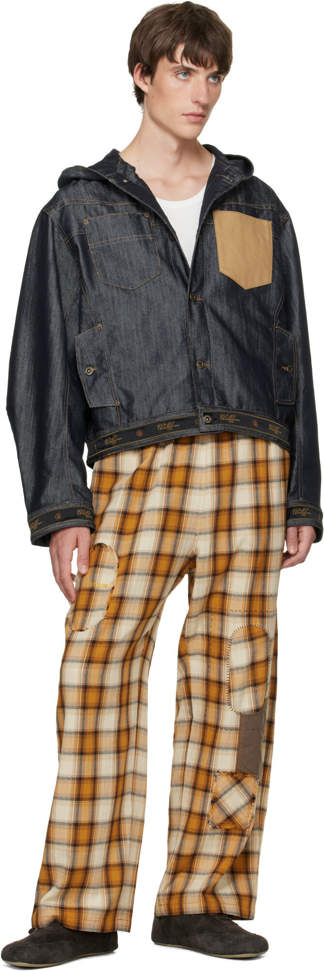 We11done Navy Old School Denim Jacket